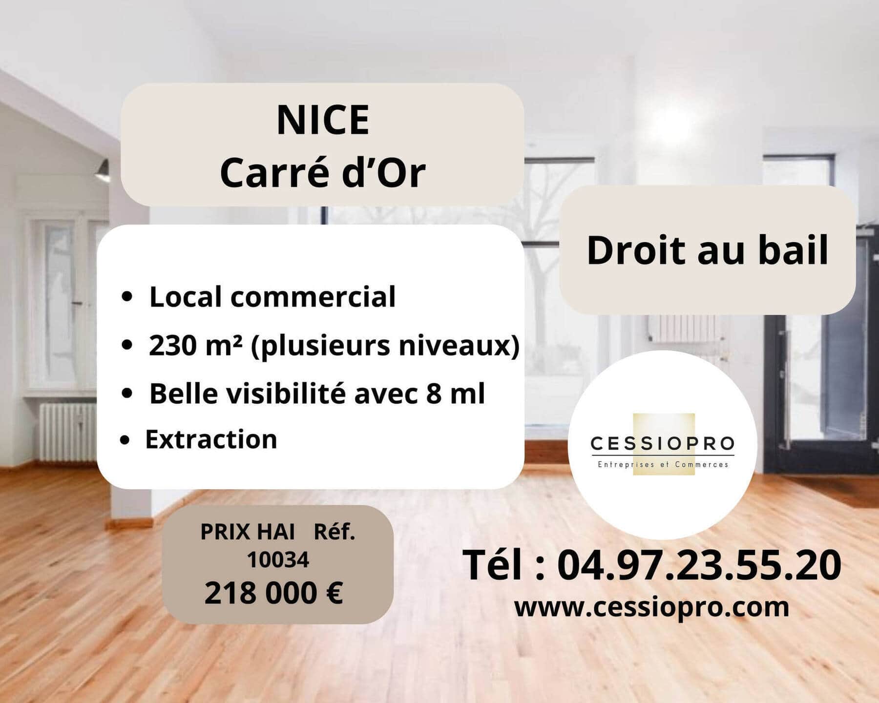 Cession de droit au bail · 230 m² · Cession de bail — photo 1