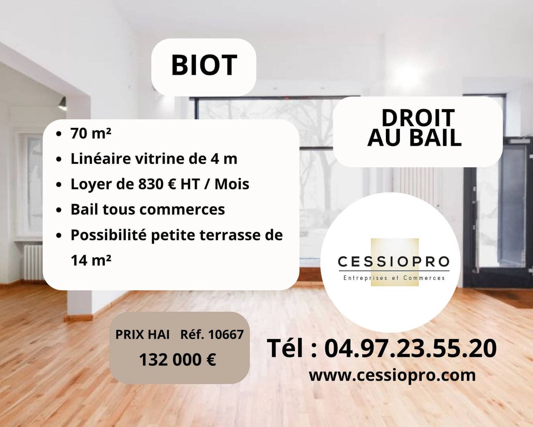 cession de droit au bail Biot 06410 — photo 1