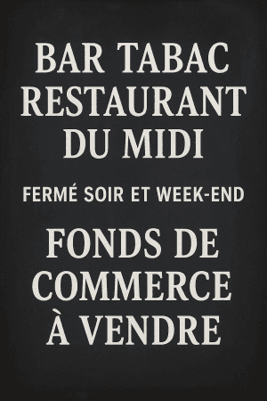 Bar tabac restaurant du midi ferme samedi apres midi et dimanche · Fonds de commerce — photo 1